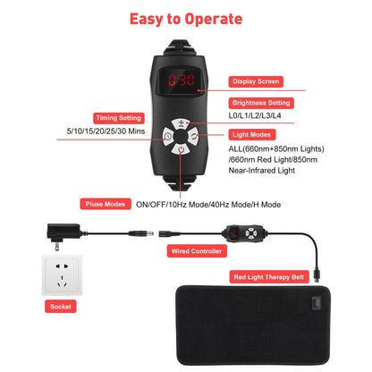 Red Light Therapy Belt – Infrared Red Light Therapy for Full Body, Back Pain and Shoulders